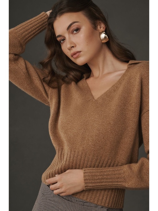 Anthropologie Sweaters - NEW Anthropologie Reformation Beckie Cashmere Collared Sweater Panko XL